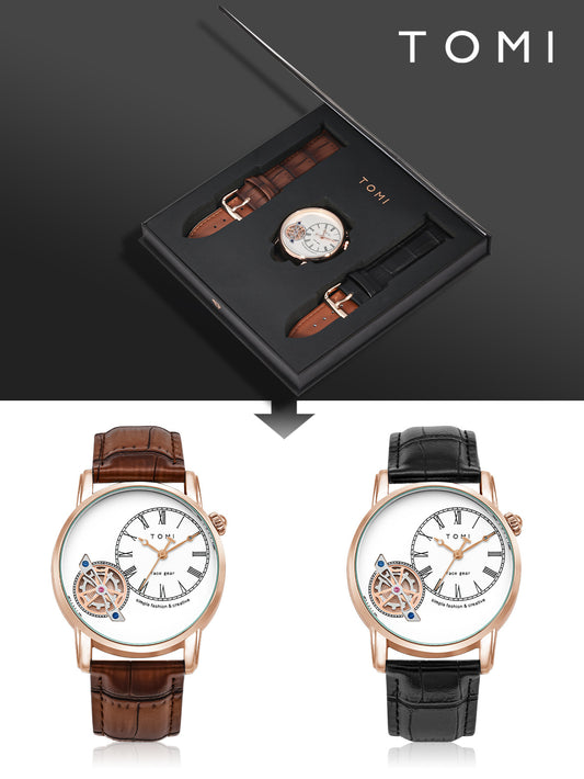 Tomi T-103 Men's Luxury Analog Watch – Dual Strap Design