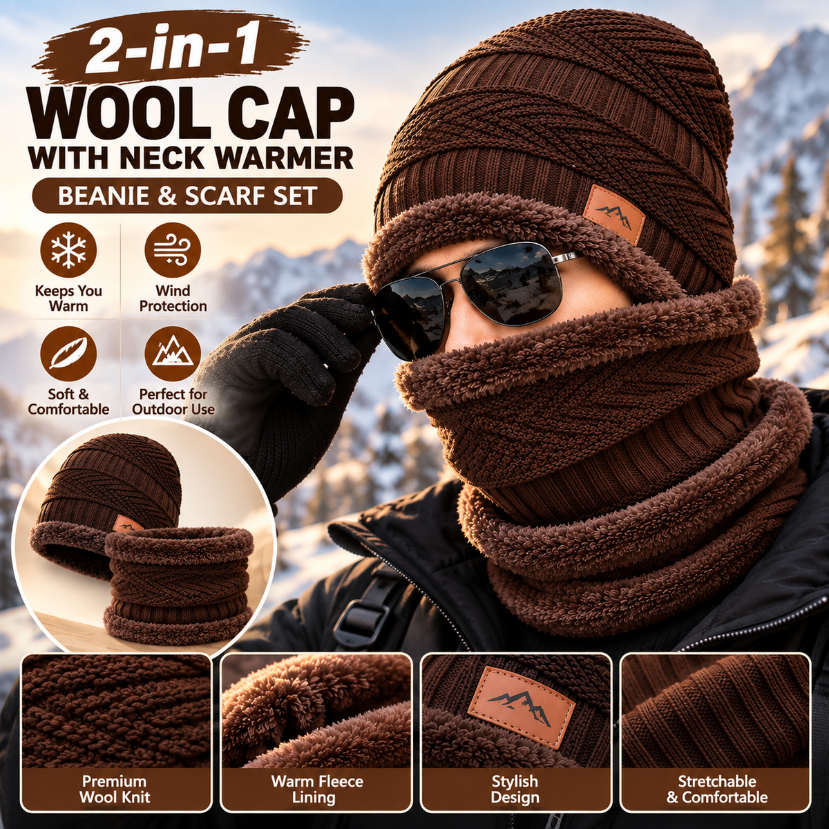 2-in-1 Wool Beanie & Neck Warmer
