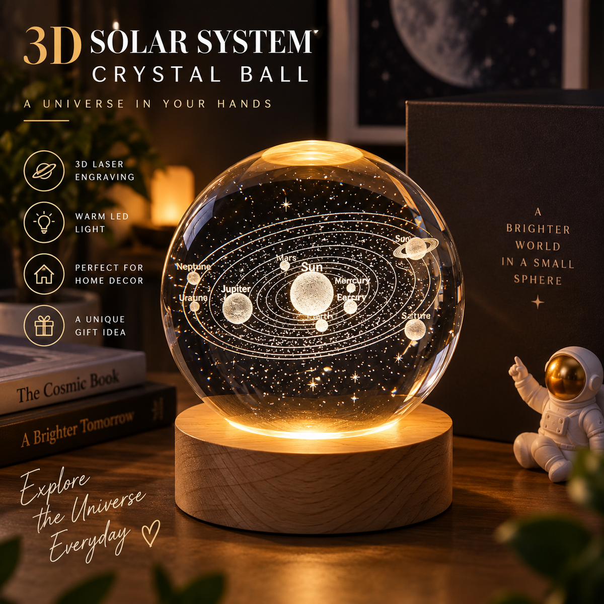3D Galaxy Crystal Ball Night High Quality
