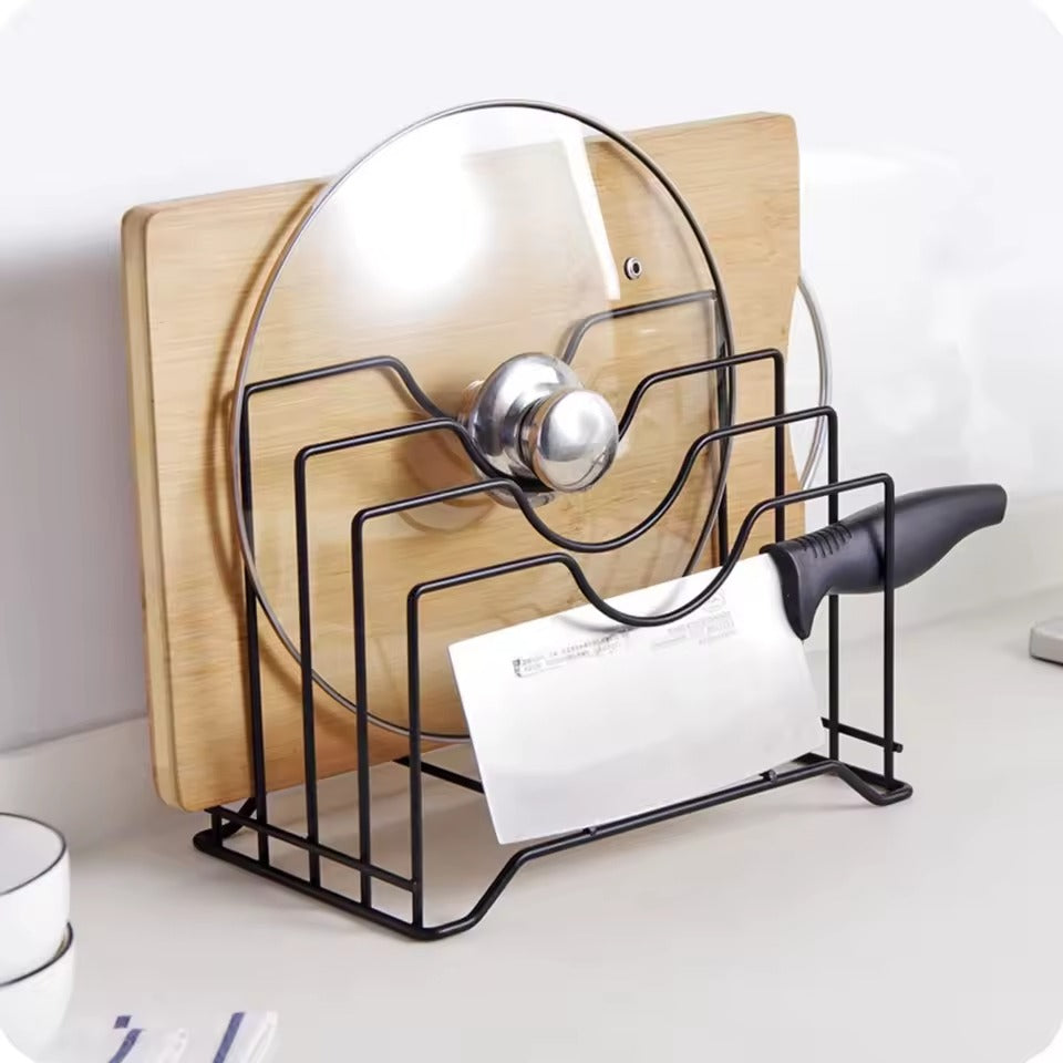 Multi Functional Kitchen Cutting Board And Pot Lid Organizer