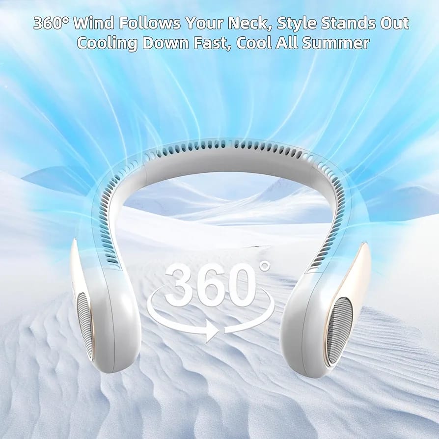Portable Bladeless Neck Fan – USB Rechargeable Hands-Free Cooling Fan