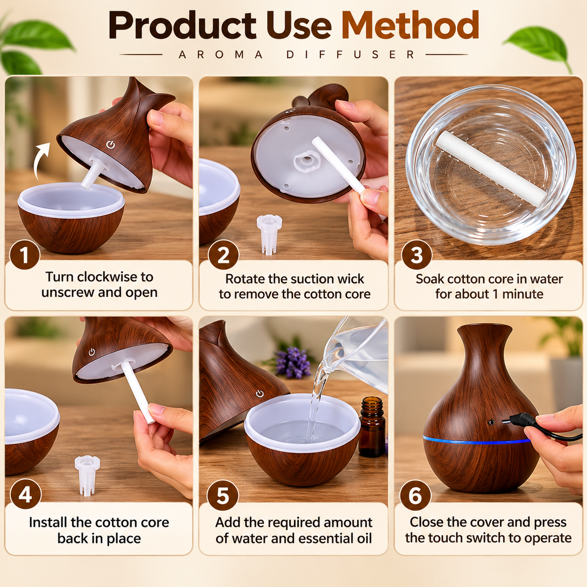 🌿 Mini Ultrasonic Aromatherapy Diffuser