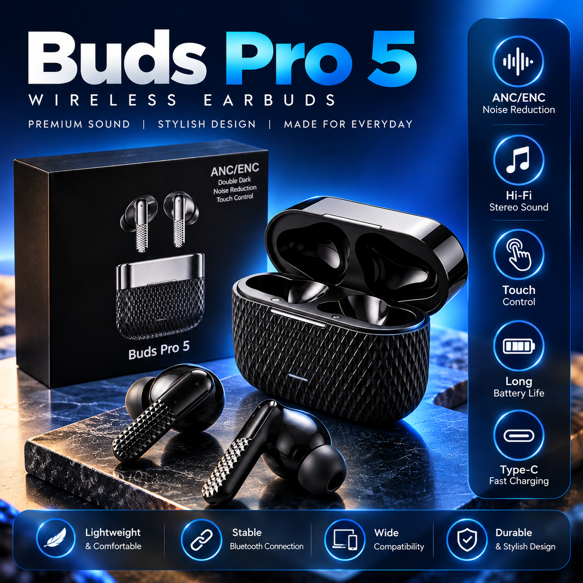 Buds Pro 5 Premium Wireless Earbuds