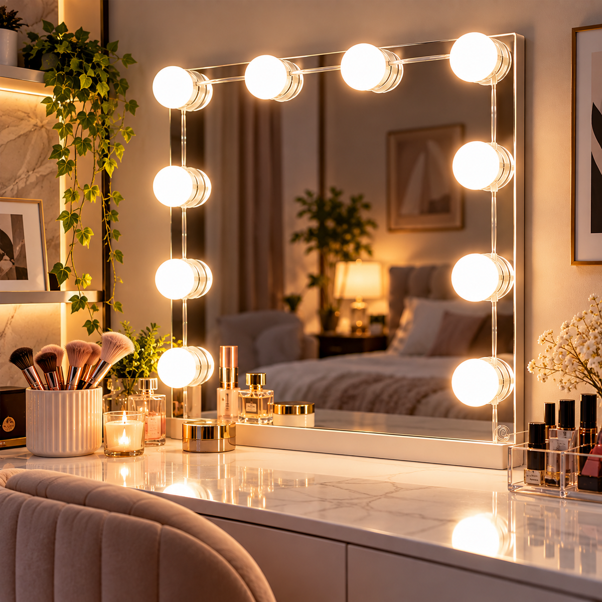 💡 10 Bulbs Mirror Vanity Light – 3 Modes