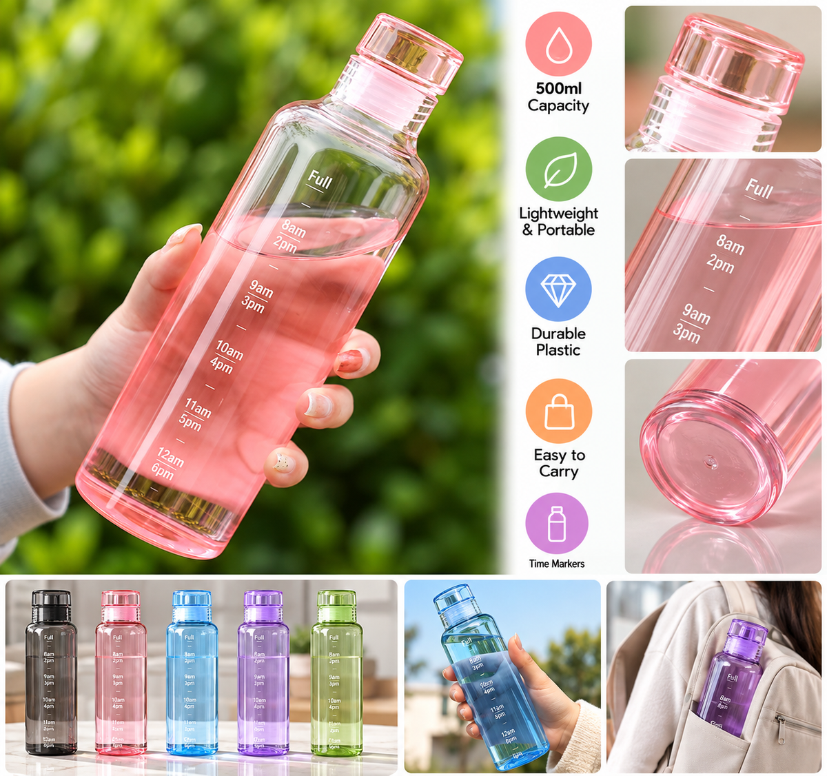 500ml Transparent Plastic Water Bottle