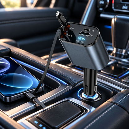 4-in-1 120W Retractable Car Charger