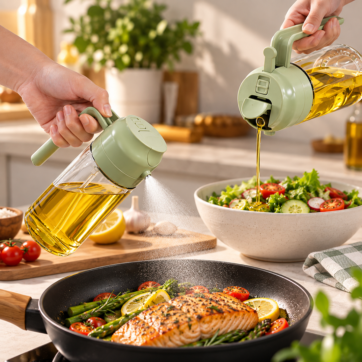 2-In-1 Oil Sprayer Bottle For Kitchen