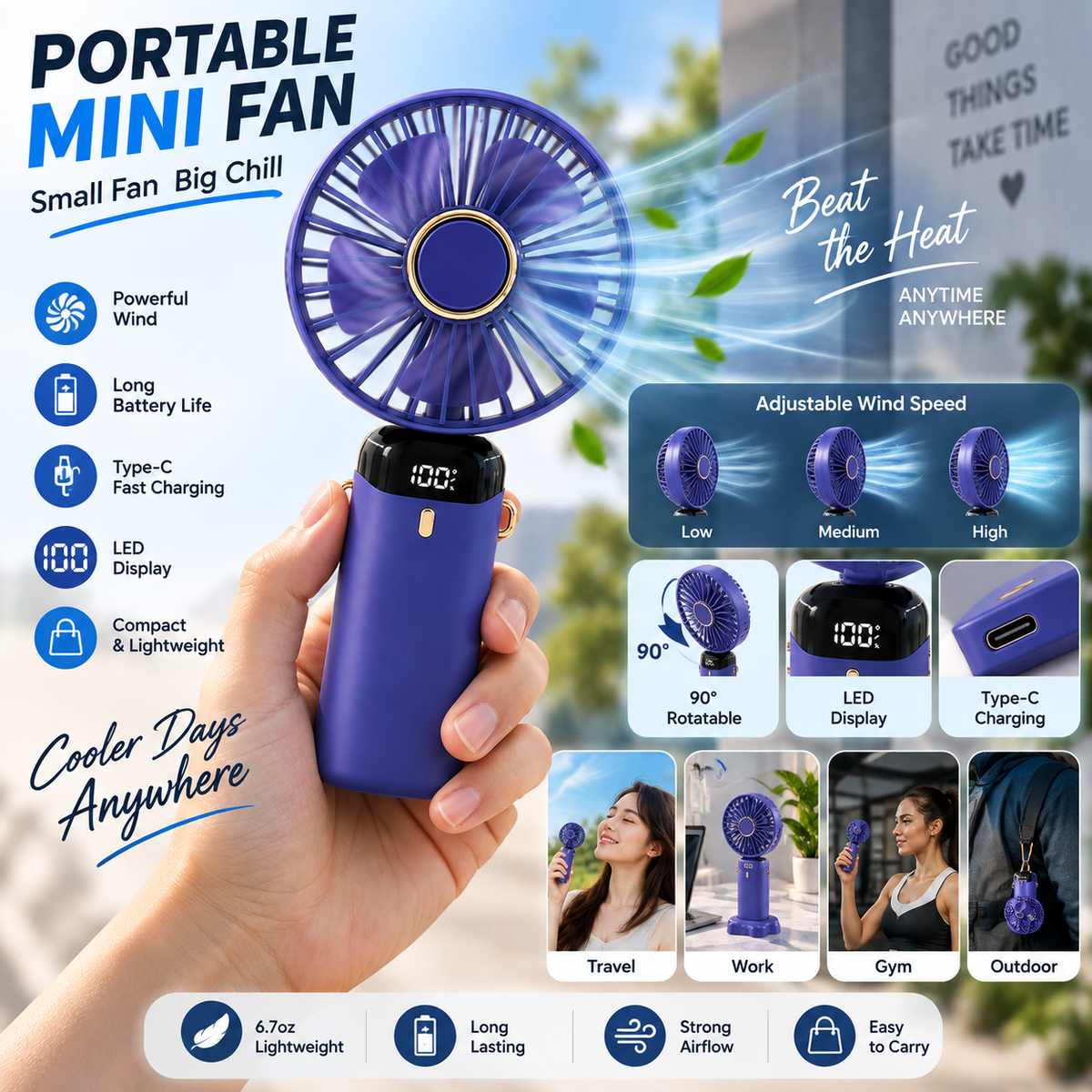 Mini Pocket Breeze – USB Rechargeable Portable Handheld Fan