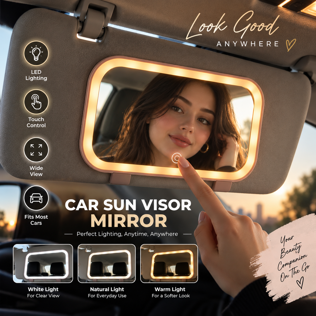 Car Sun Visor Vanity Makeup Mirror