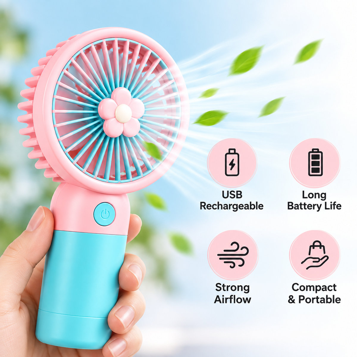 Mini Pocket Breeze – USB Rechargeable Portable Handheld Fan