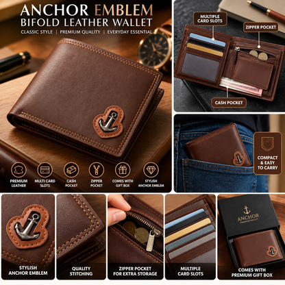 Anchor Emblem Bifold Wallet for Men