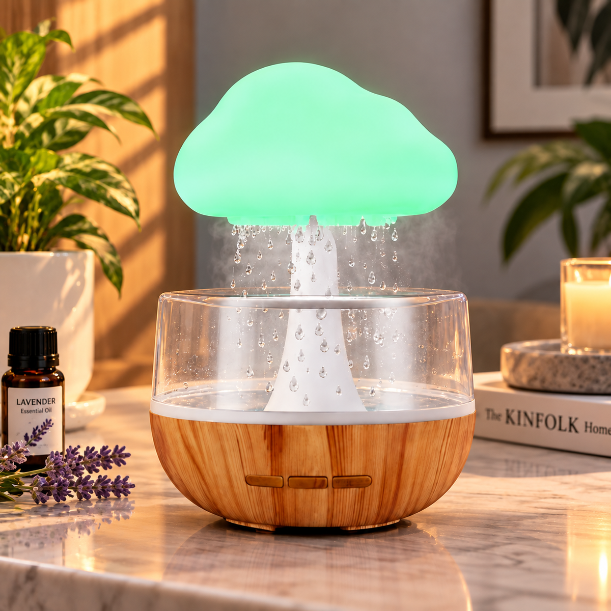 ☁️ Rechargeable Cloud Rain Aroma Diffuser & LED Humidifier