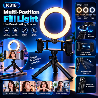 K316 Multi-Position Fill Light & Live Streaming Stand