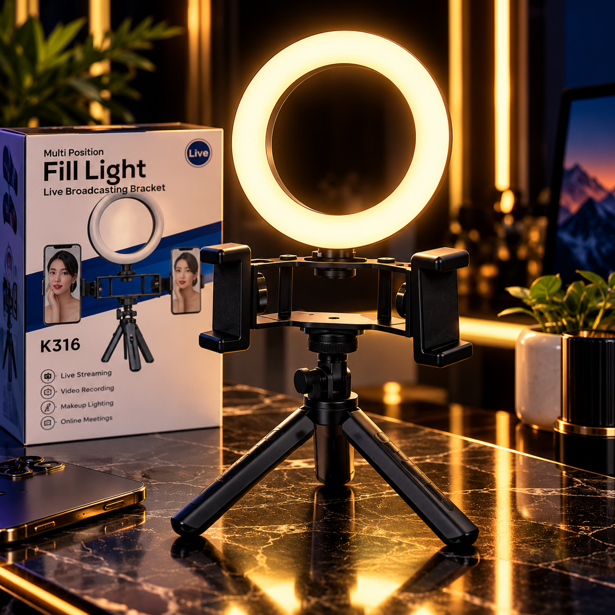 K316 Multi-Position Fill Light & Live Streaming Stand