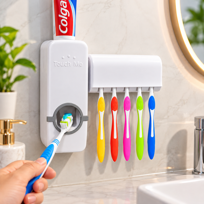 Automatic Toothpaste Dispenser with Toothbrush Holder