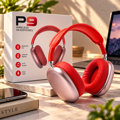 🎧 P9 Bluetooth 5.0 Wireless Headphones – 400mAh Battery