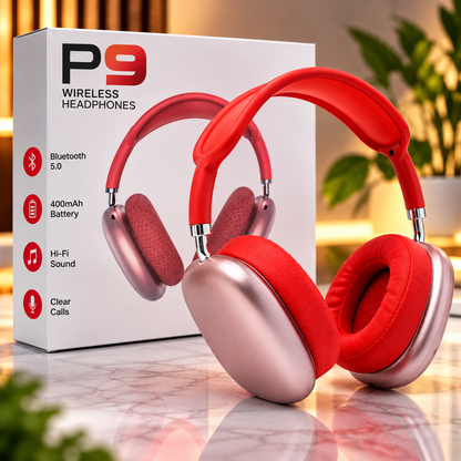 🎧 P9 Bluetooth 5.0 Wireless Headphones – 400mAh Battery