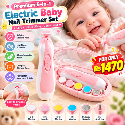 👶✨ Premium 6-in-1 Electric Baby Nail Trimmer Set