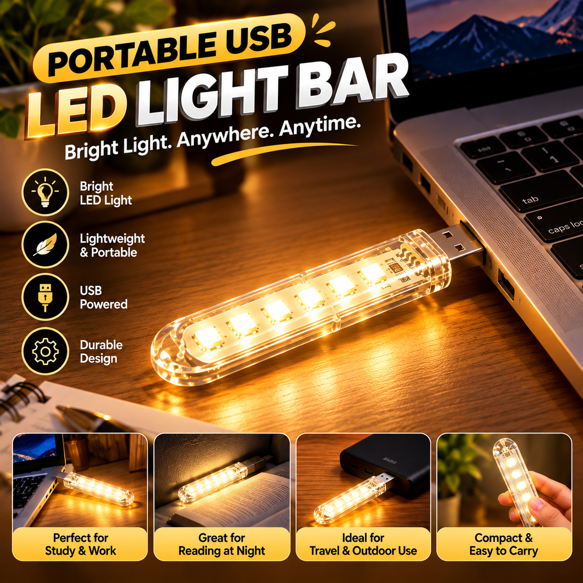 💡 Portable USB LED Light Bar