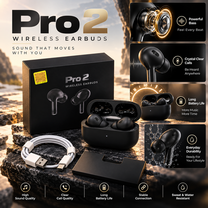 🎧 Original Pro 2 Wireless Earbuds – Black