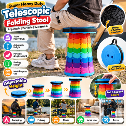 🪑🔥 Super Heavy Duty Telescopic Folding Stool