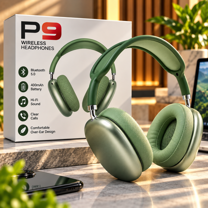 🎧 P9 Bluetooth 5.0 Wireless Headphones – 400mAh Battery
