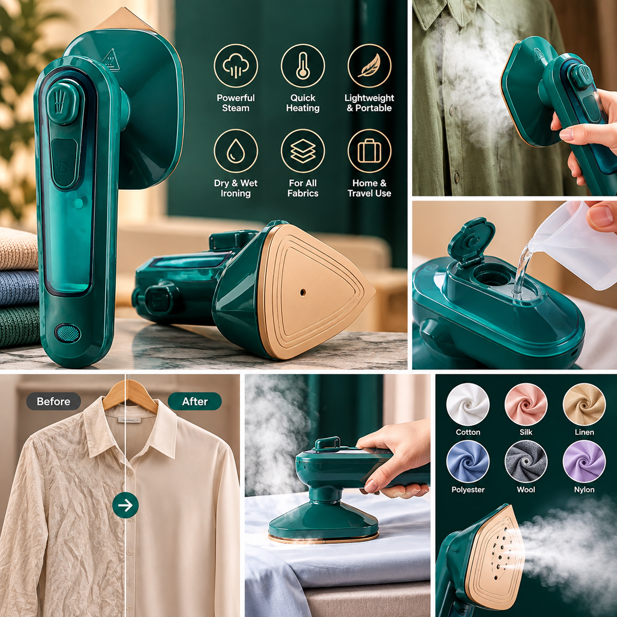 Portable 2-in-1 Garment Steamer
