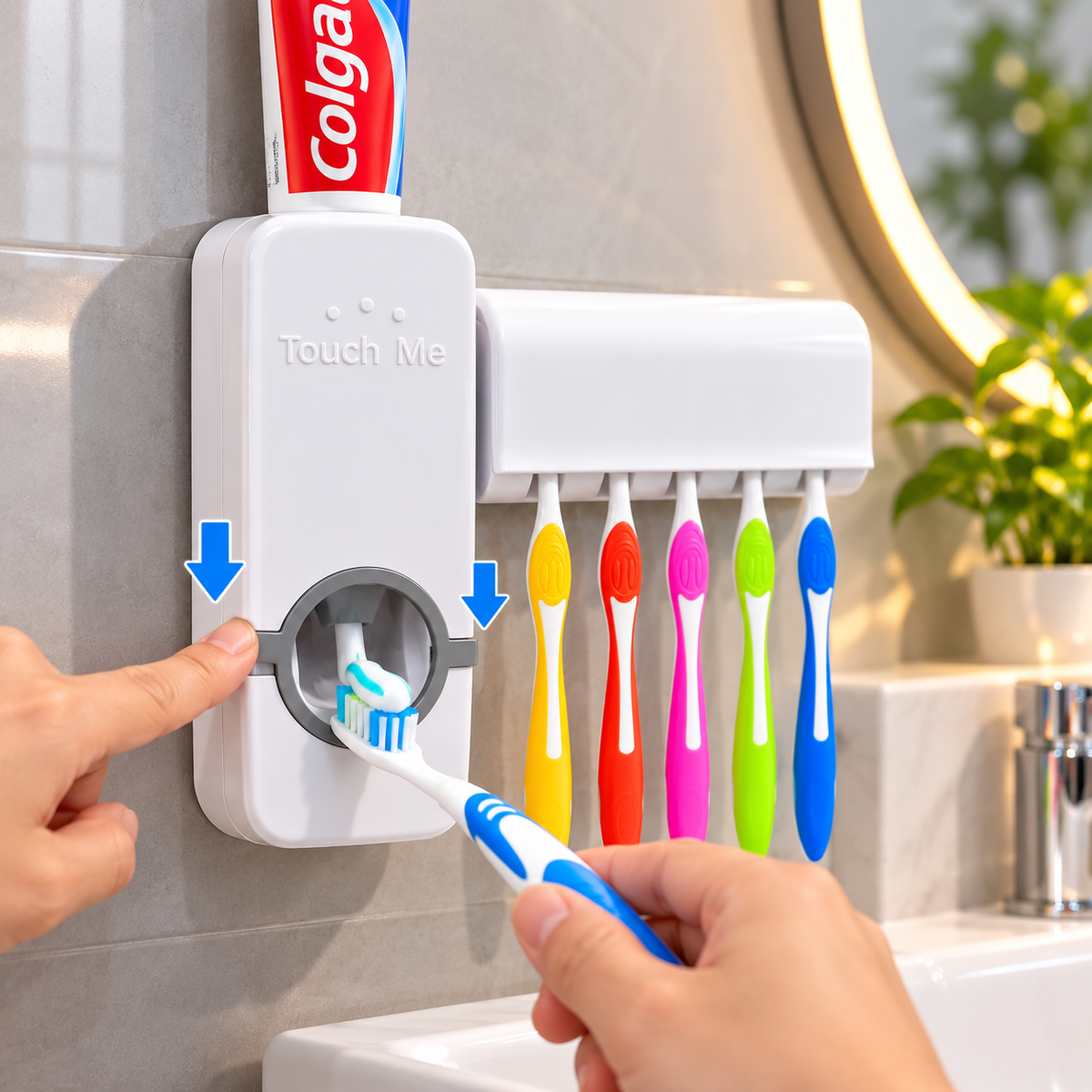 Automatic Toothpaste Dispenser with Toothbrush Holder