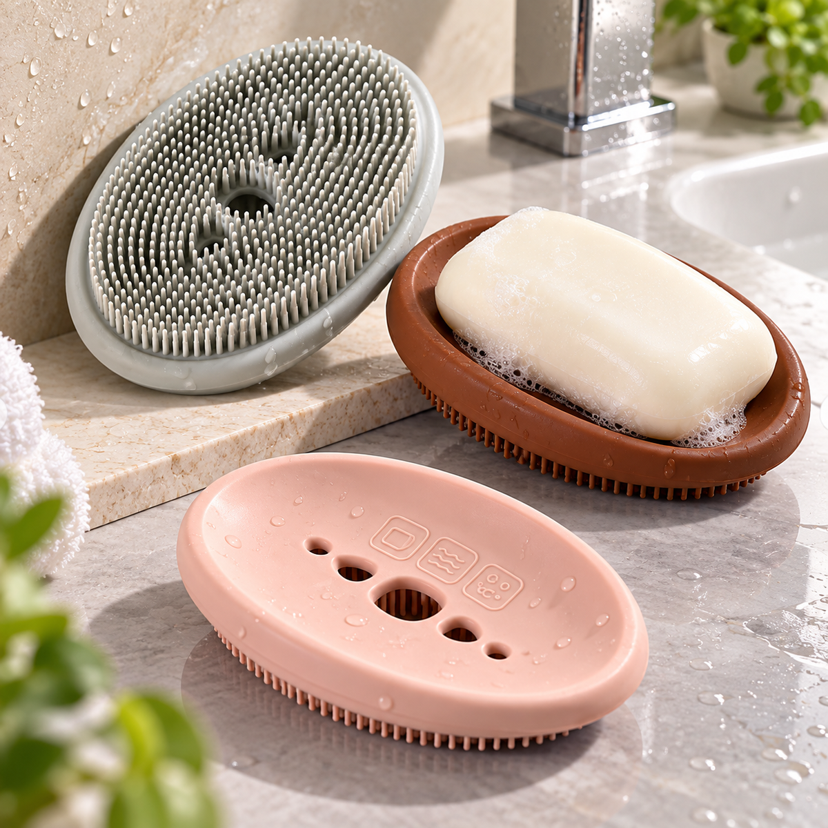 🧼✨ 2-in-1 Silicone Soap Holder
